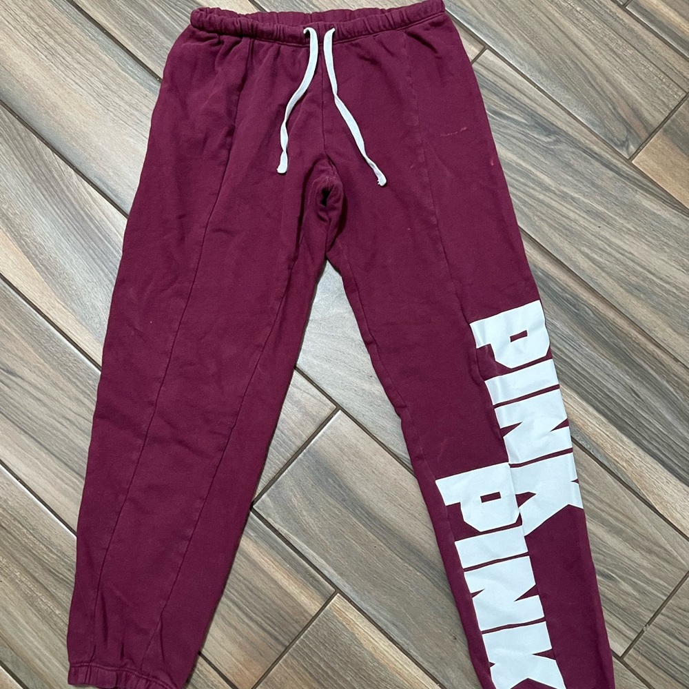 Victoria Secret Pink sweat pants XS maroon color.